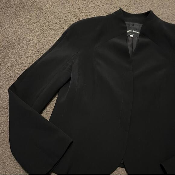 Giorgio Armani Silk Hidden Buttons Black Blazer Borgo 21 - Picture 3 of 13